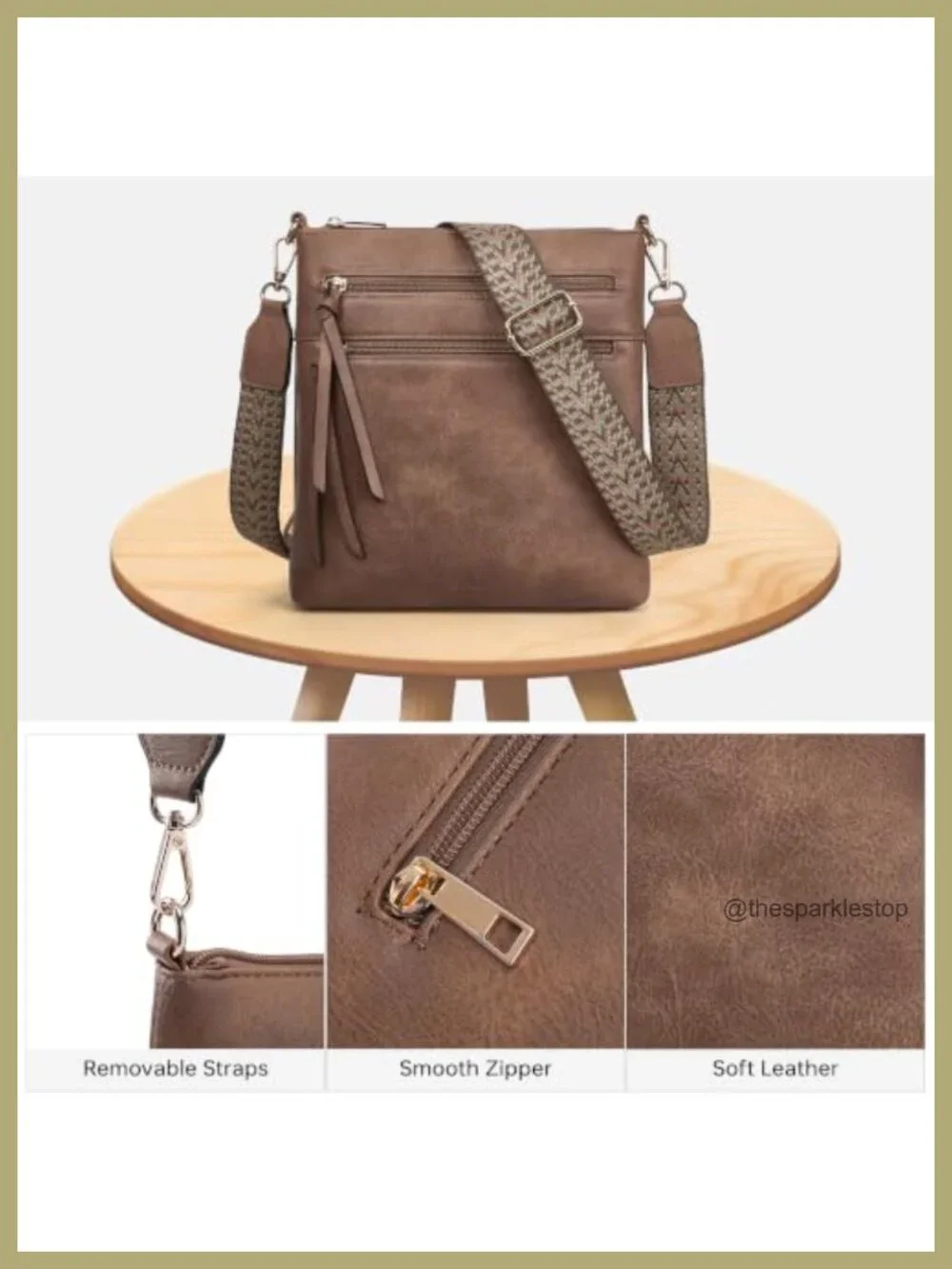 Vegan PU Leather Crossbody Purse with Adjustable Strap